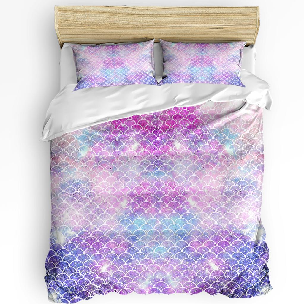 Mermaid Scales Ocean Rainbow Duvet Cover With Pillow Case Custom 3Pcs Bedding Set Quilt Cover Double Bed Home Textile