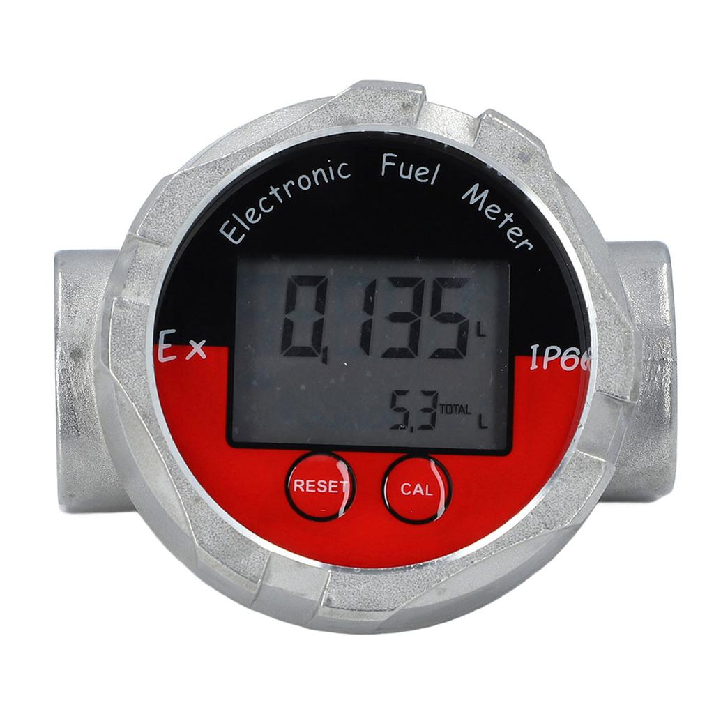 1 Inch Flow Meter LCD Display Digital Turbine Flow Gauge High Accuracy Flowmeter for Diesel Gasoline Water Maximum 20MPa