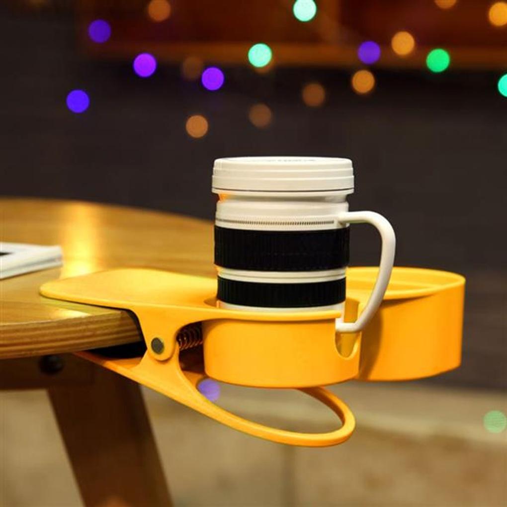 Clamp-type Table Cup Holder (yellow) for Desk Organization