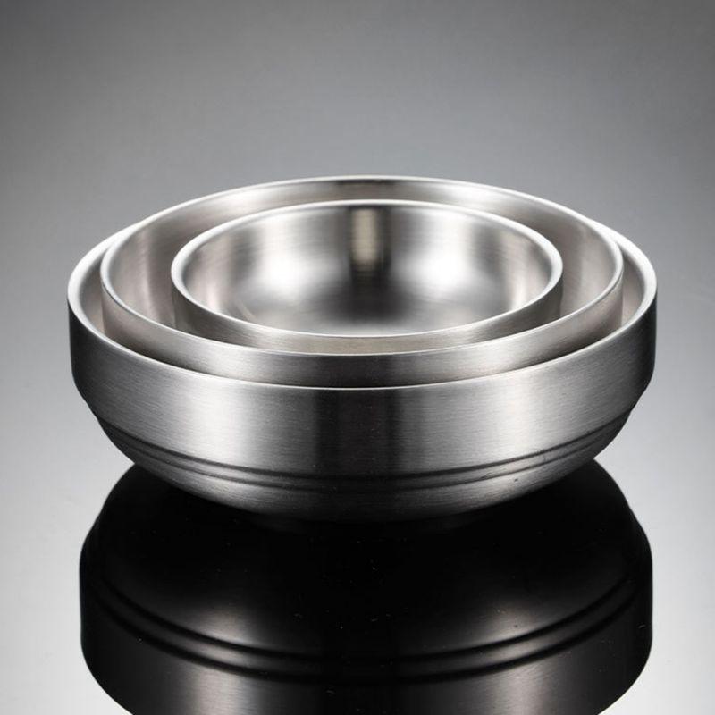 Boluri cu cereale de orez din metal cu grosime dublu Bol din oțel inoxidabil 304 Boluri pentru supă cu înghețată cu pereți dubli Bol pentru amestecare termoizolat