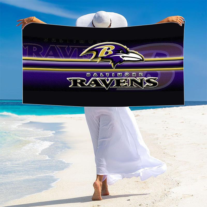 Baltimore Ravens Print Beach Towel, Large Soft Quick Dry Towel for Beach Camping Swimming