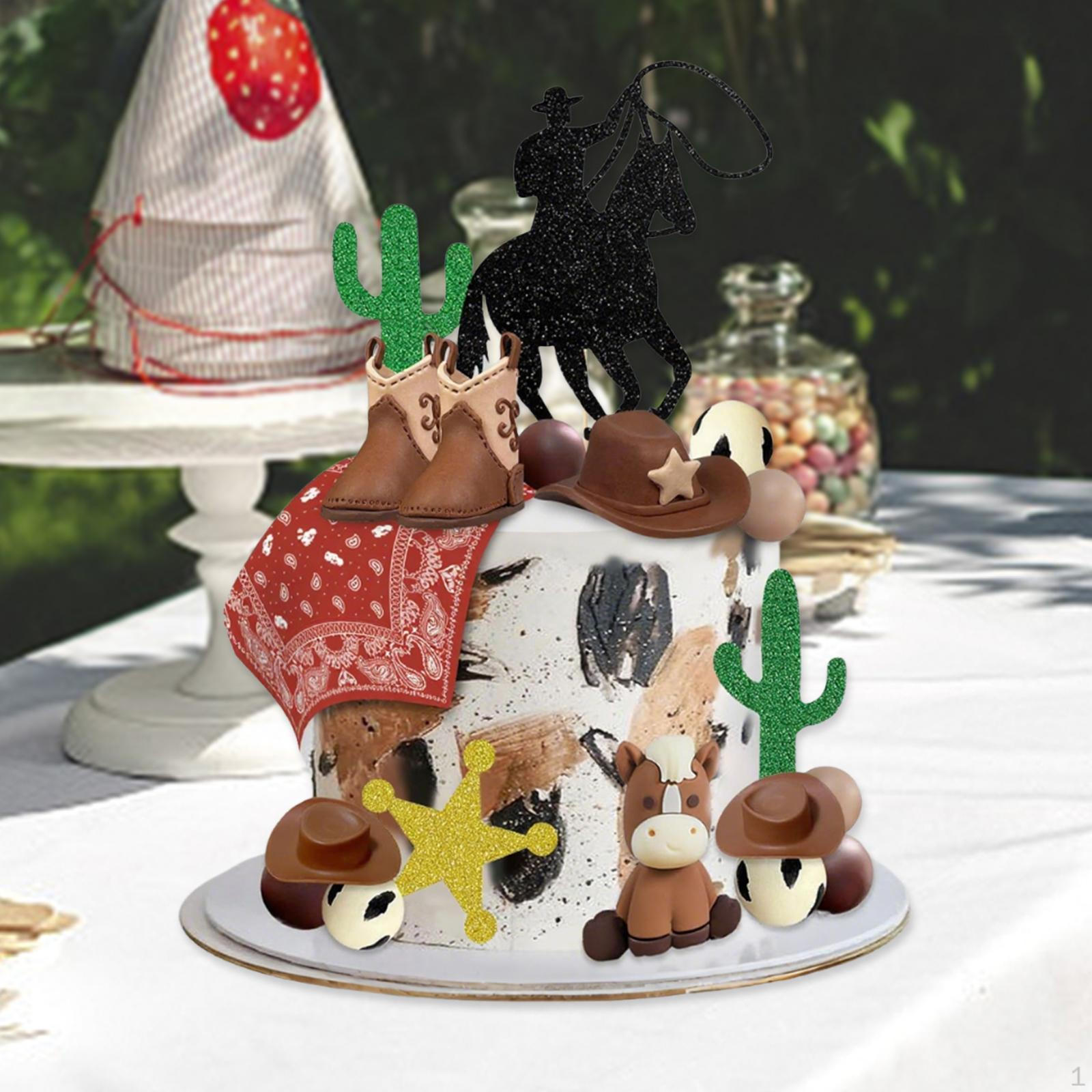 

27Pcs Cowboy Cake Toppers Decor Dolls Figures Scene Statue Supplies Cow Hat and Boot Figurines