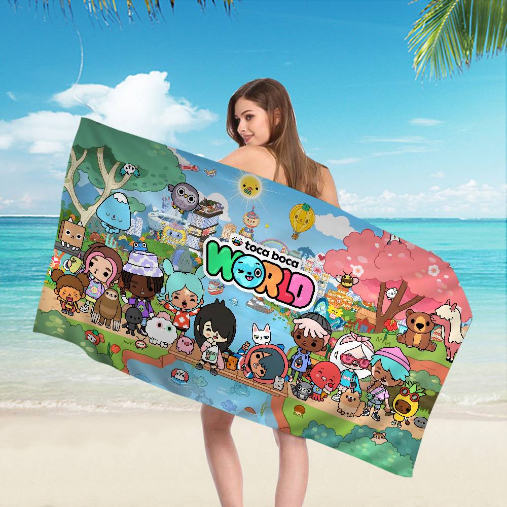 Toca Boca Toca Life World Microfiber Beach Towel Absorbent Quick dry Soft Yoga Swimming Resort Mountain Climbing Towel