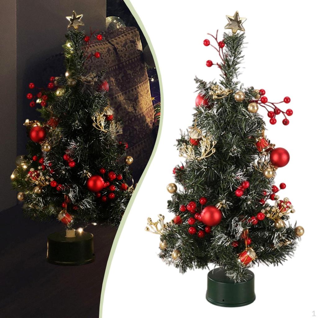 Lighted Tabletop Artificial Christmas Tree Ornament Gift Art Crafts Desktop Xmas for
