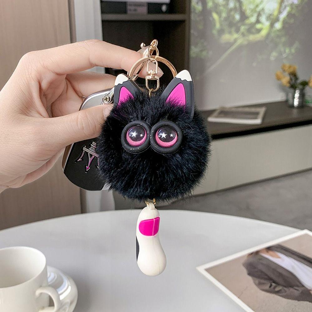 

Creative Cat Keychain Cute Couples Keychain Plush Bag Decoration Plush Keychain чорний