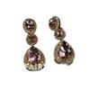 French Heavy Industry Copper-plated Real Gold Long Water Drop Dense Inlaid with Diamond Glass Atmospheric Luxury Earrings