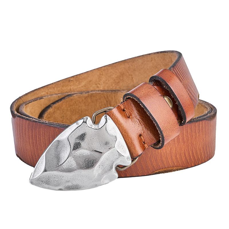 First Layer Cowhide Men's Belt Genuine Leather Handmade Retro Water Washing Casual Personalized Board Buckle Jeans Belt