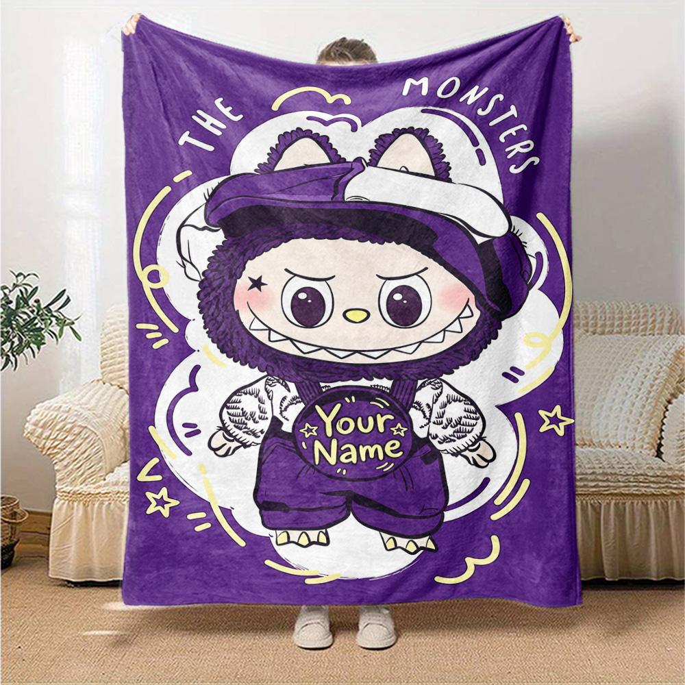 Labubu Personalized Name Blanket Multi-purpose Customizable Blanket Durable Comfort for Home Decor Office Office Chair Living Room for All Occasions