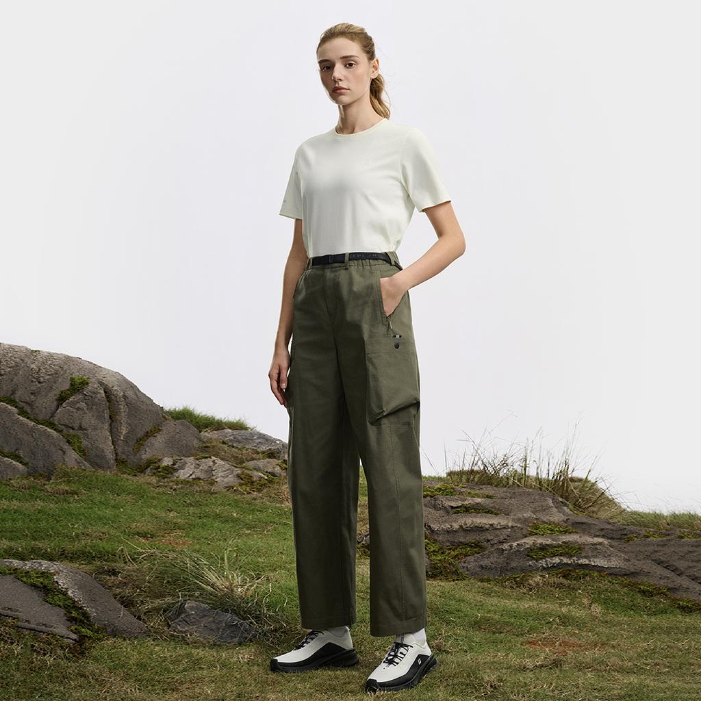 FILA Explore Fashionable Personality Trendy Minimalist Sports Casual Outdoor Versatile Comfortable Loose Woven Cargo Pants Women bottoms A11W617808FDG