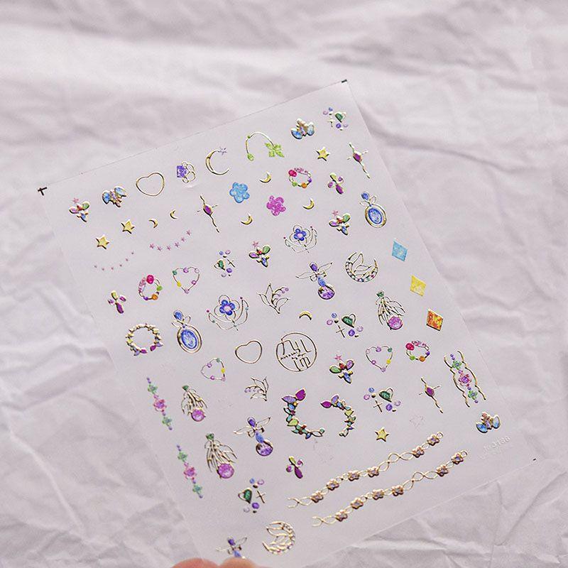 

New Gilding Butterfly Nail Sticker Tomoni Relief Adhesive Gilding Colorful Butterfly Gem Nail Sticker Nail Ornament Gilt Gem 3186