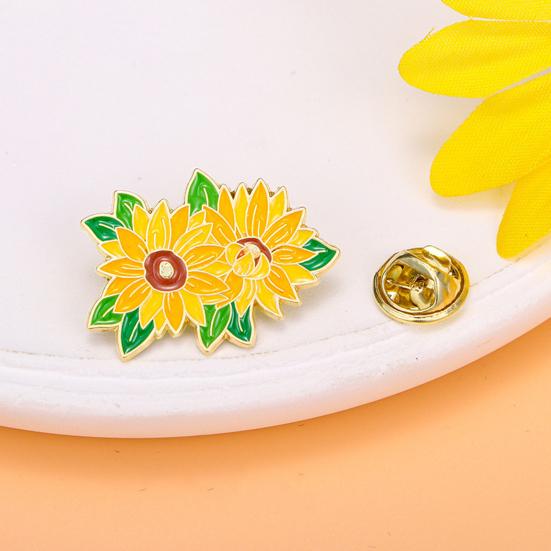 Brooch Pin Vibrant Color Peony Flower Leaves Shape Badge Clothing Decoration Sweaters Hats Bags Accessory