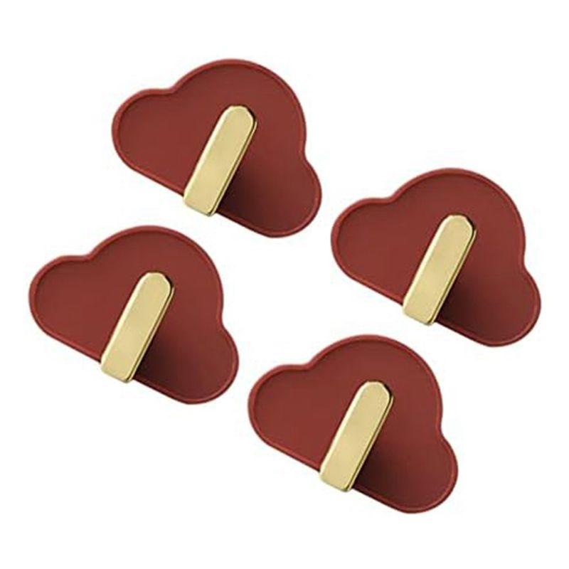 

AEE4-4 Pcs Hook Up Plastic Key Hooks Hat Hanger Punching-Free Hooks Bathroom Wall Hook Universal Tv Stand Purse Hangers червоний