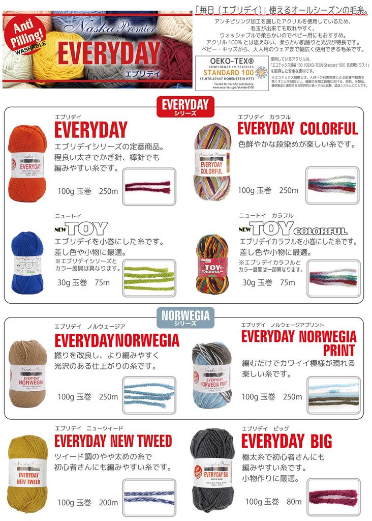 NASKA Everyday Colorful Yarn Medium Thick Gray 100g 250m Set of 5 Balls Col.320 Approx. N-57