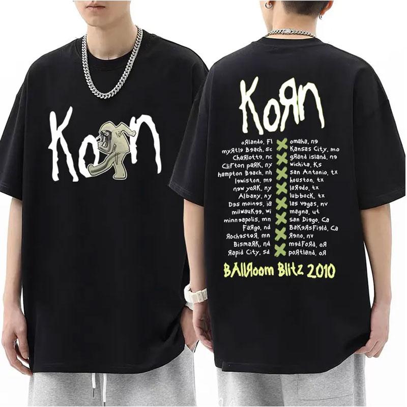 Korn Music Concert Rock Band WORLD TOUR T Shirt Vintage Metal Gothic Oversized T-shirt Streetwear Short Sleeve T Shirts