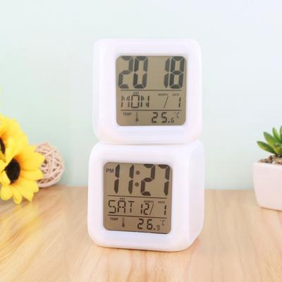 Digital Clock Multifunctional Temperature Display Alarm Clock Square Color Changing Electrical Alarm Clock for Office