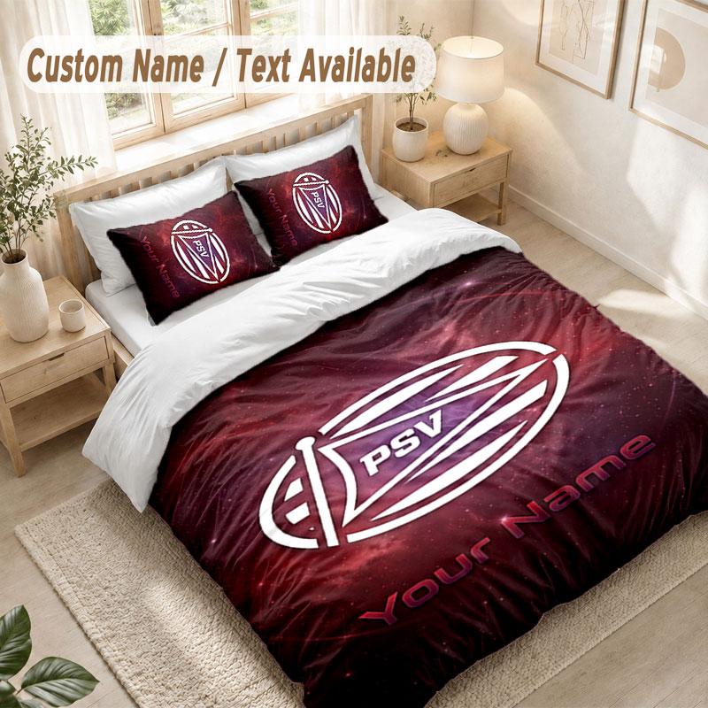 Custom Name Bedding Set 3 PiecesPSV Eindhoven FC Print Duvet Cover + 2 Pillowcases Soft Bed Decor