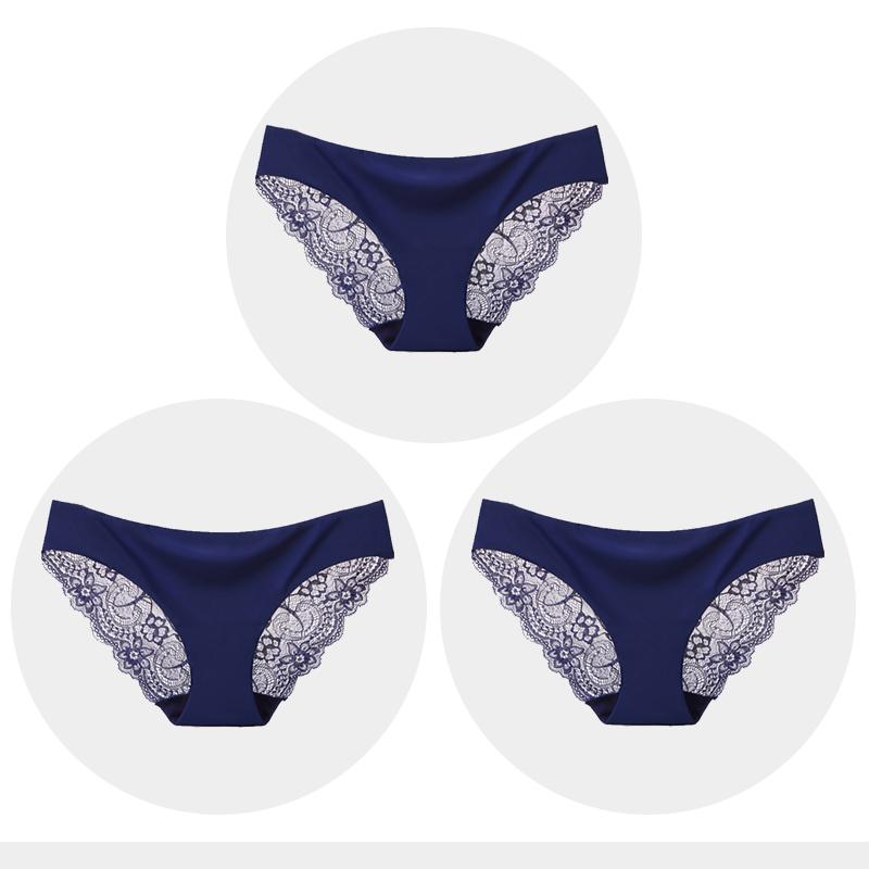 Women's Seamless Underwear Leopard Intimate Women Sexy Lace Black Floral Panties Seamless Panty 3 Pcs/set