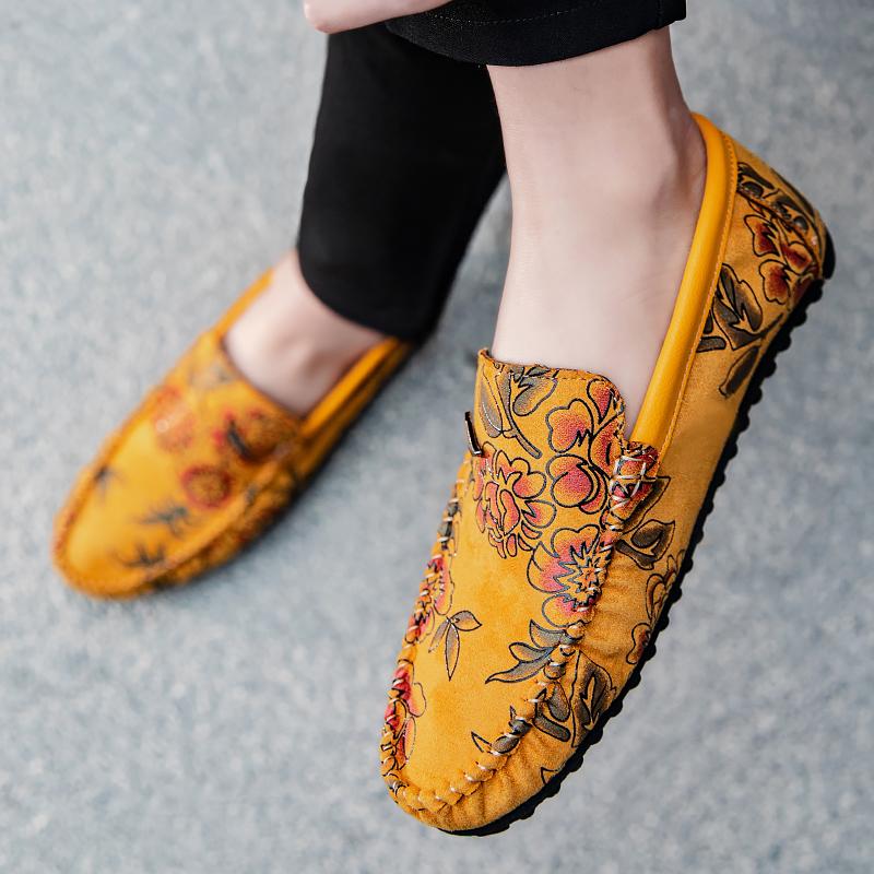 Rosenmuster Übergröße 45 46 Penny Loafers Herren Freizeitschuhe Herren Mokassins Slipper Herren Flats Mode Männliche Fahrschuhe 2025