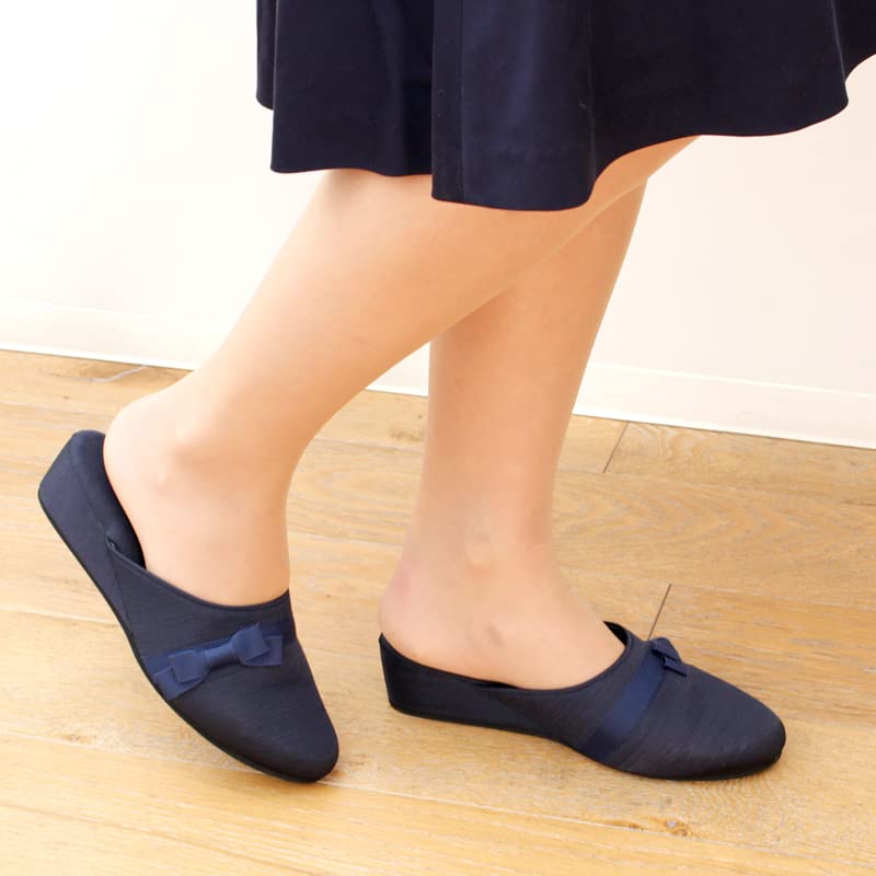 Kirsch Blute Grosgrain Slippers with 5cm Heel and Drawstring Navy Mini Women's Bag, Blue, Ribbon, MOR-SPB-15-L