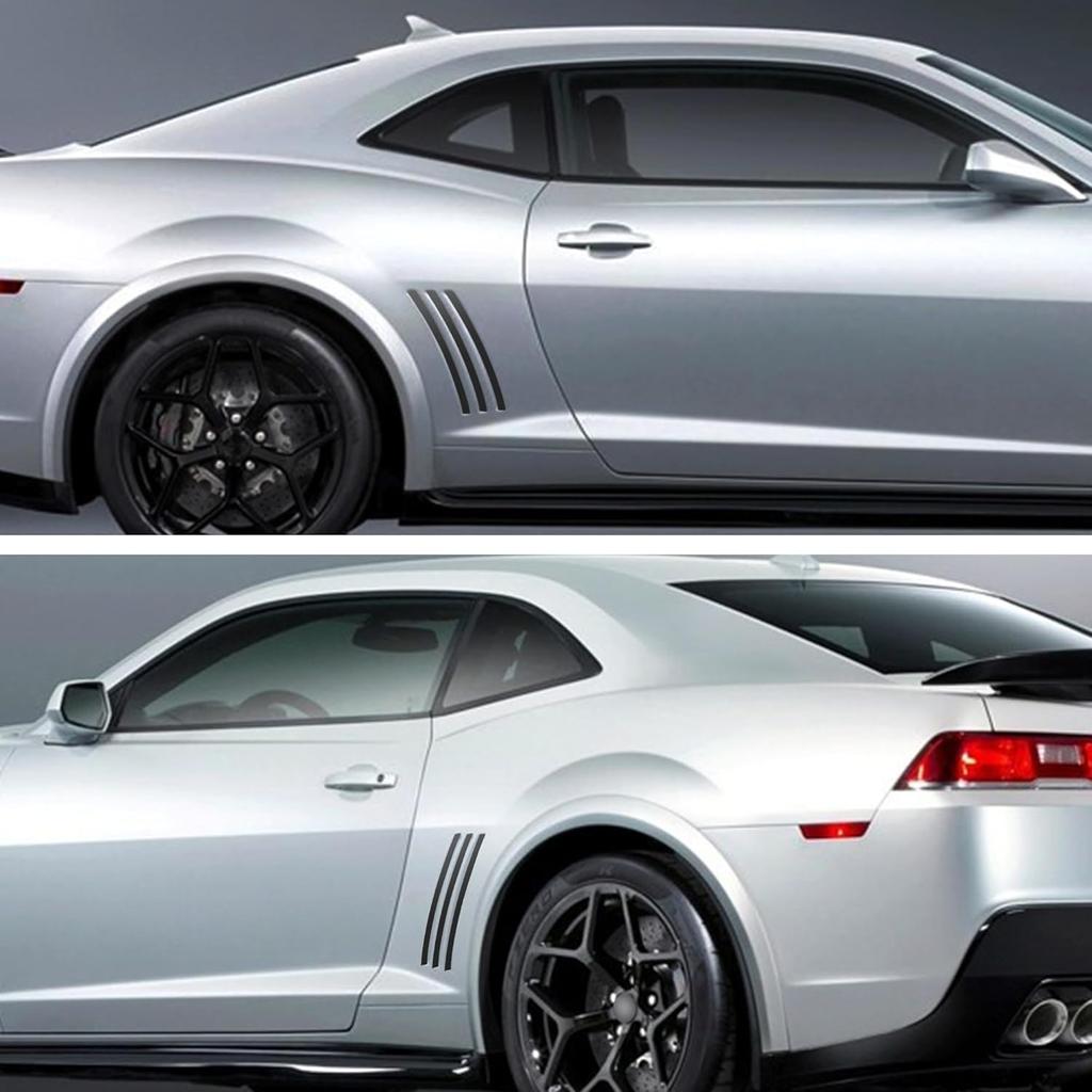 TOMALL 6pcs Car Side Vent ert Stripe Vinyl Stickers Compatible with Chevrolet Camaro 2010-2015 Inlay Side Vent Gill Decals for Car (Matte Black)