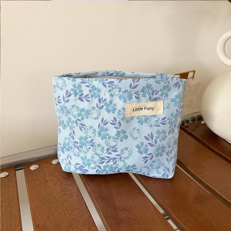 Pink Floral Makeup Bag: Women's Portable, Large Capacity, Small Size Travel Toiletry and Skincare Storage Bag