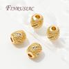 2-8Pcs/Lot 18K Gold Plated Oval Beads Brass with Zircon Spacer Bead For Jewelry,Separators For Bead,DIY Bracelets Accessories