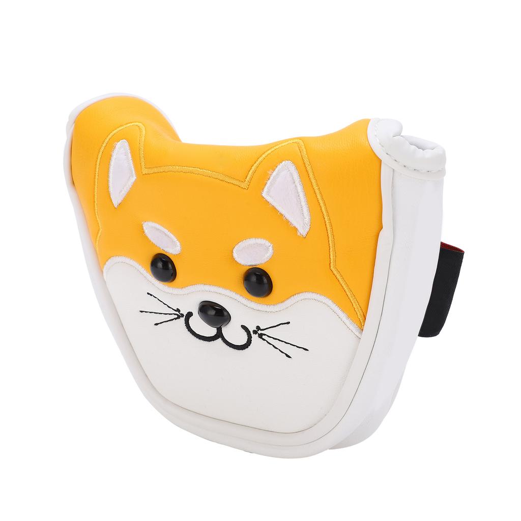 PU Leather   Putter Head Covers with Magnetic Closure Waterproof Cartoon Thicken Plush     Headcover(Yellow White )