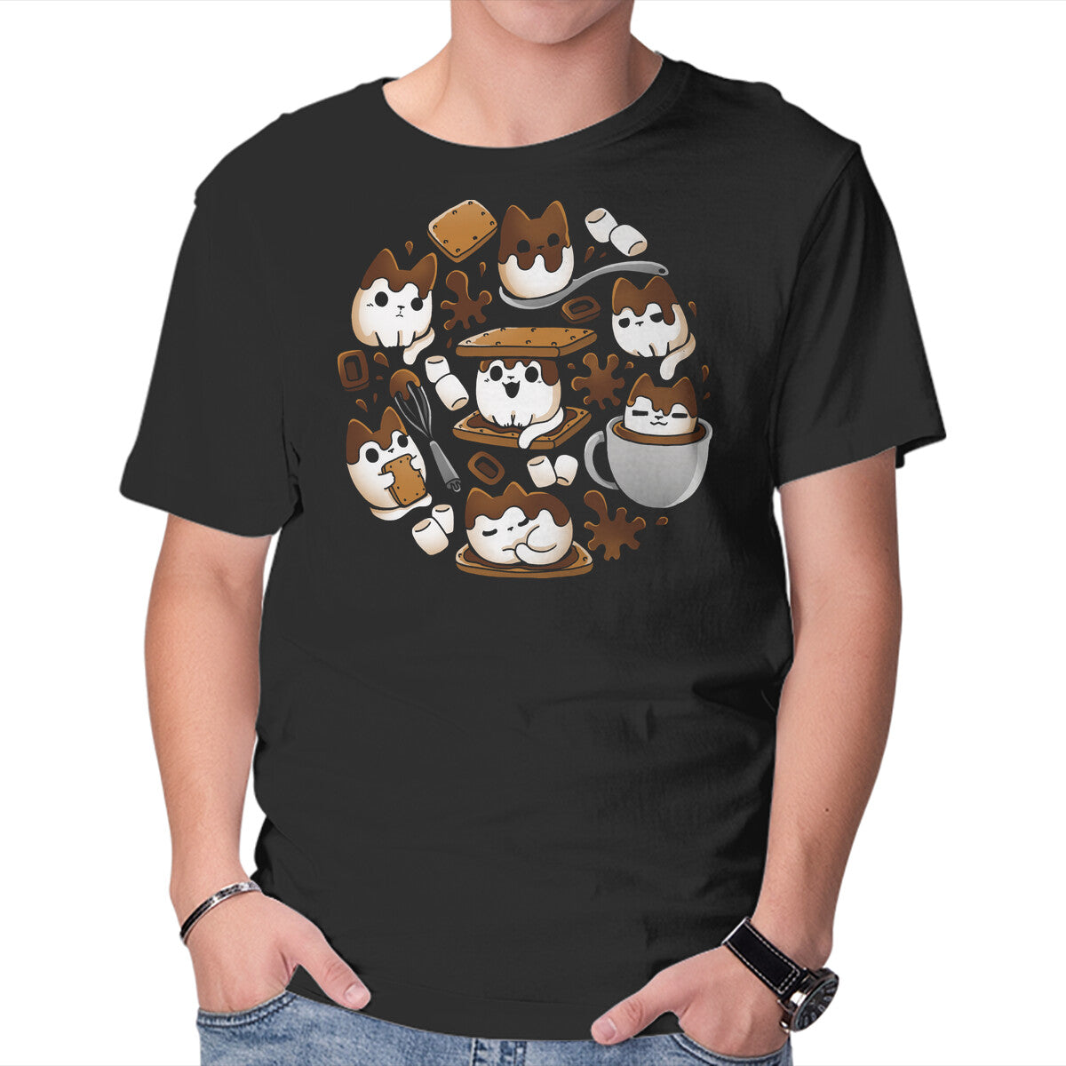 Unisex Crew Neck T-Shirt Smore Kittens Graphic Short Sleeve Casual Tee XL