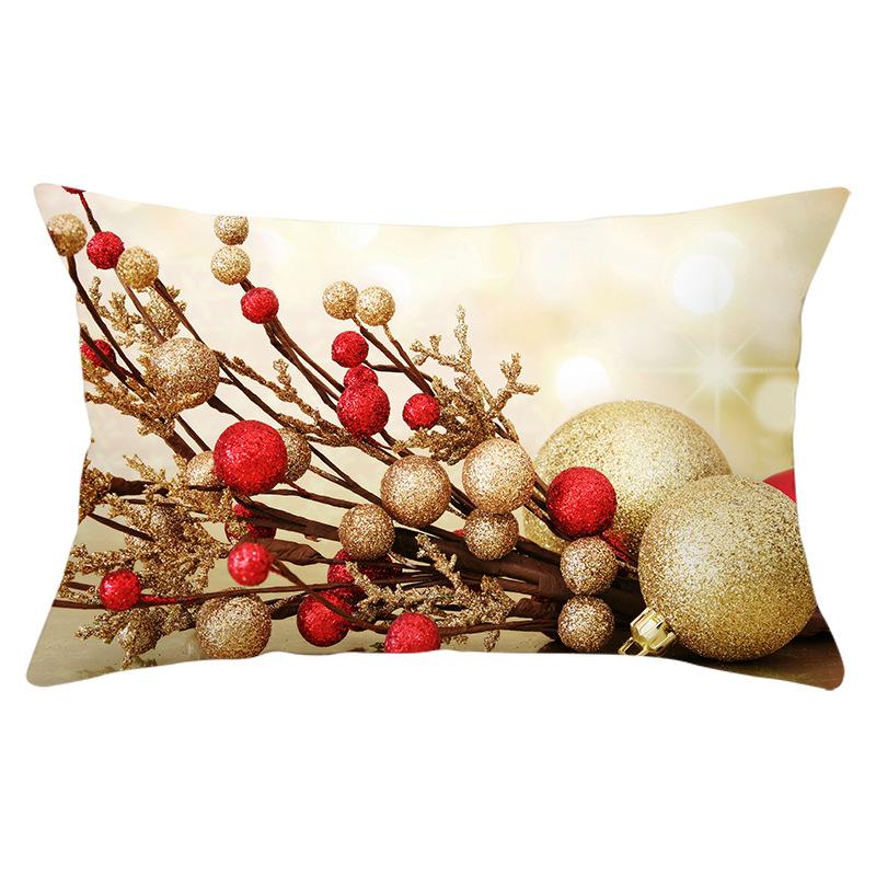 New Christmas Peach Skin Waist Pillowcase Gold Series Sofa Cushion Cover Bedside Pillow Cover