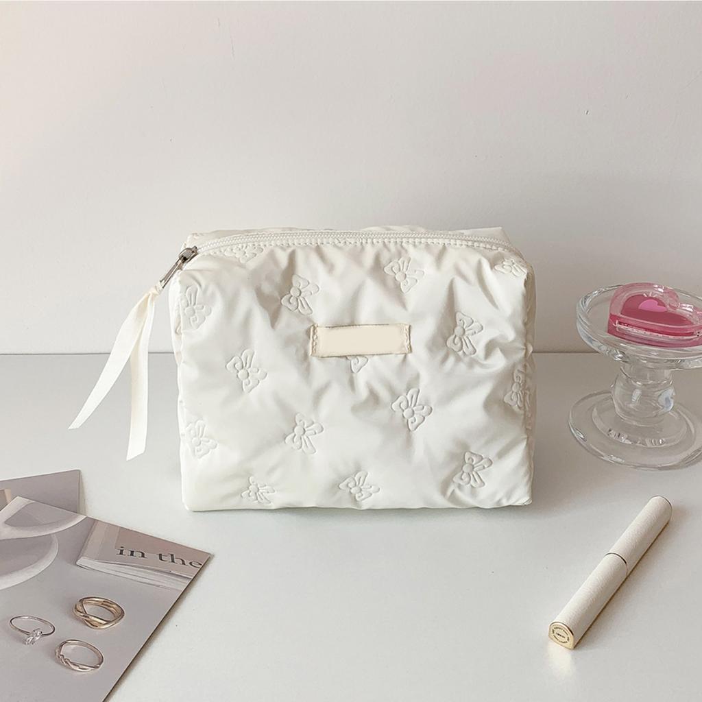 Bow Solid Color Cosmetic Bag ,Women's Cosmetic Bag, Travel Cosmetic Bag