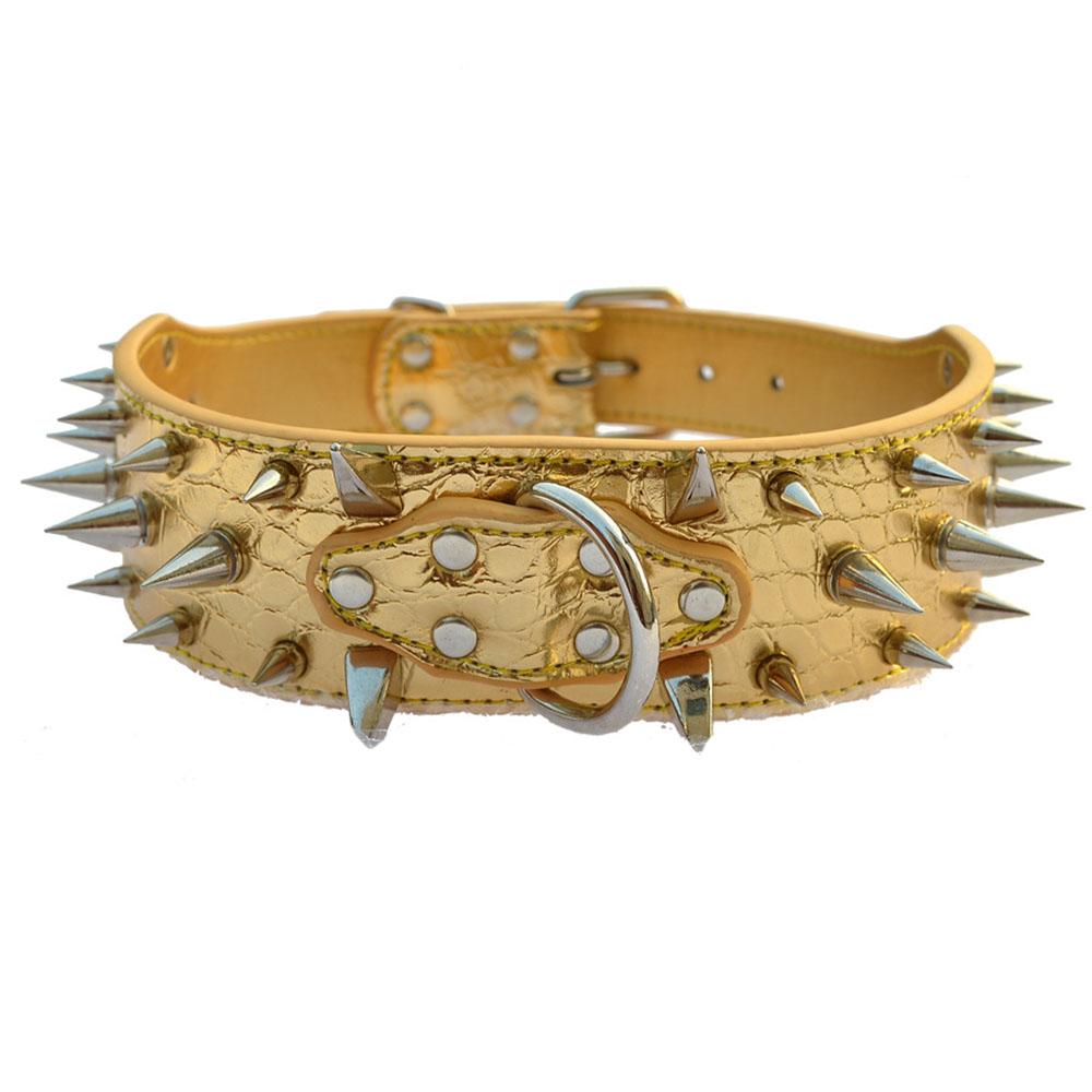 Spiked Studded Dog Collar with Large Sharp Spikes 2 Inch Wide Protect Dog's Neck from Bites Fit Pitbull Doberman German Shepherd