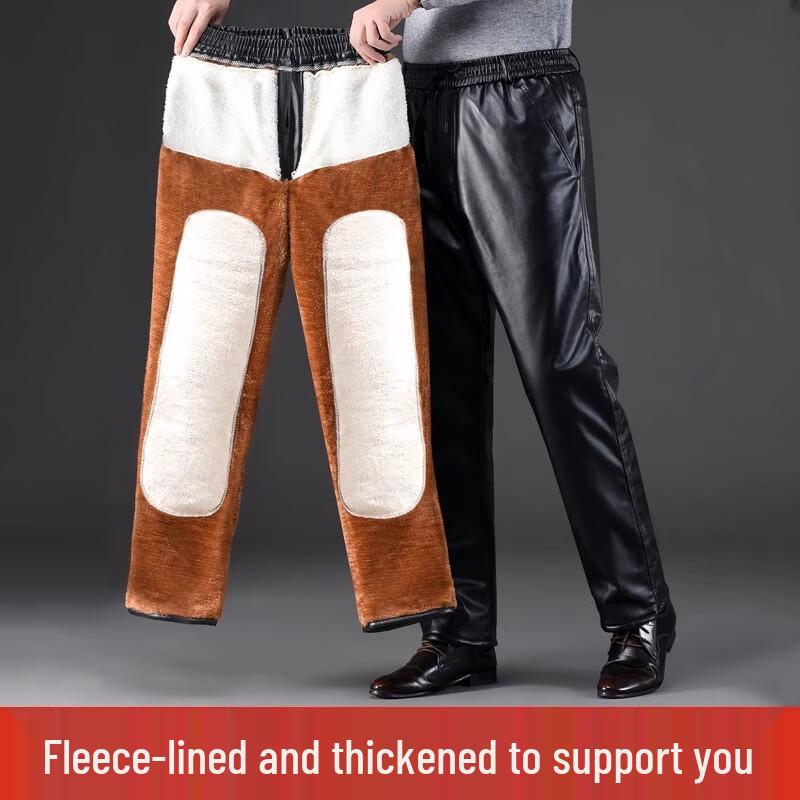 

Men s Winter Fleece-Lined Windproof Leather Riding Pants 6XL (190-210 lbs)