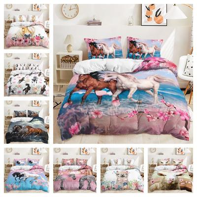 Bed Three-Piece Animal Horse Kit Pastoral Peach Blossom Quilt Cover Two-Piece Bedroom