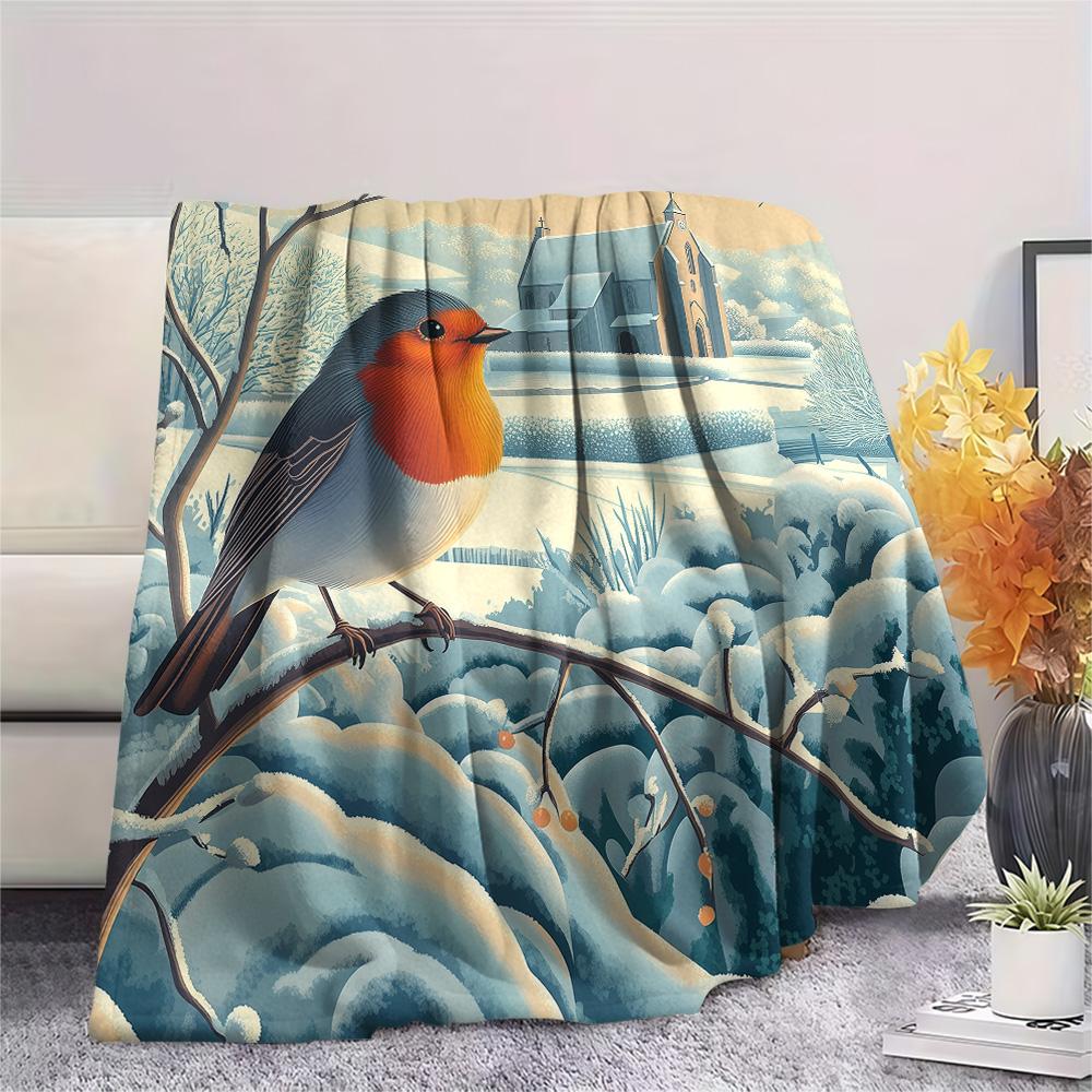 Branch Birds  Print Flannel Blanket, High Quality Comfortable for All Seasons, Home Decor, Warmth and Comfort