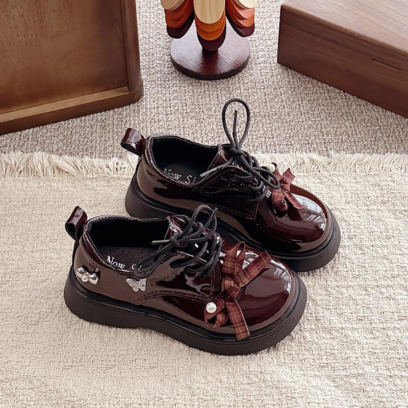 Spring 2026 Girls Korean Style Round Toe Princess Leather Shoes – Soft Sole & Comfortable Size 26-30, box of 50 pairs