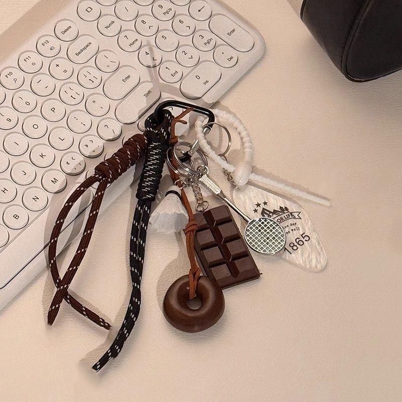 2025 Новая Премиум Сумка Бадминтон Подвеска Щелочная Вода Хлеб Шоколад Ручной Шнурок Подвеска Ключница Аксессуары кофейный