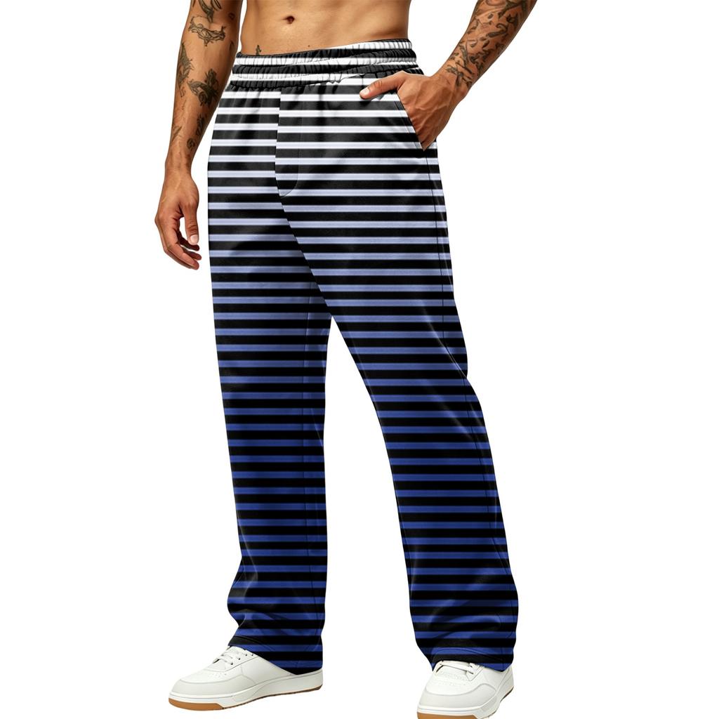 Men's Wide Leg Jogger Pants with Pockets - Printed Casual Athletic Sweatpants for Daily Wear