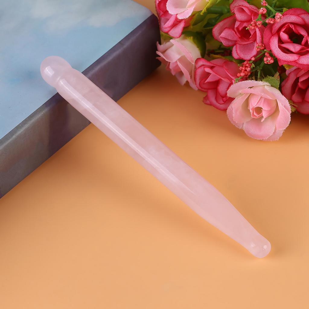 1pc Natural Rose Quartz Crystal Face Massage Wand Stone Smooth Stick