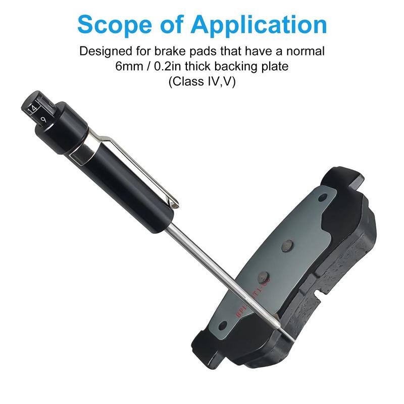 Car Brake Pad Inspection Pen Ruler Brake Pad Measuring Tool Suitable For 6Mm / 0.2 Inch Thickness, Brake Pad Gauge