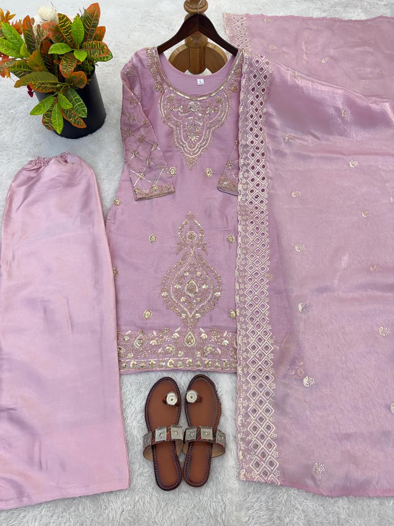 Women Bollywood Salwar Kameez Palazzo Dupatta Set Indian Designer Ethnic Fancy Silk Salwar Suit
