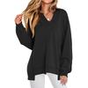 Women's Loose And Comfortable Solid Color V-neck Loose Sportswear Sweatshirt