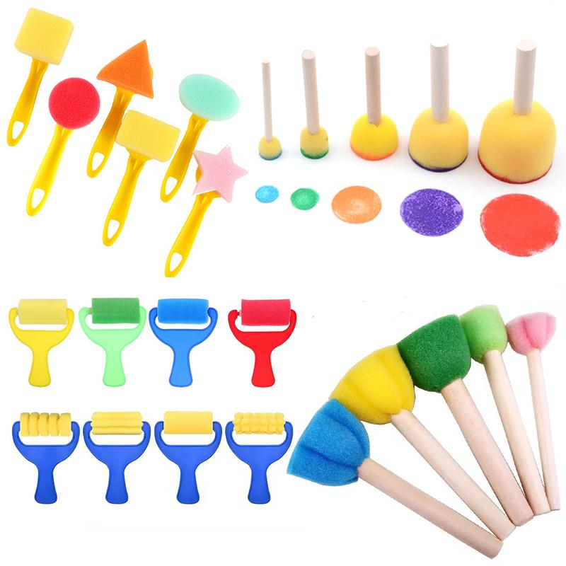 Drawing Brush Kit Sponge Stamp Painting Roller Brush Various Pattern Drawing Tools DIY Art Craft Creativity Decorating Props ZYF