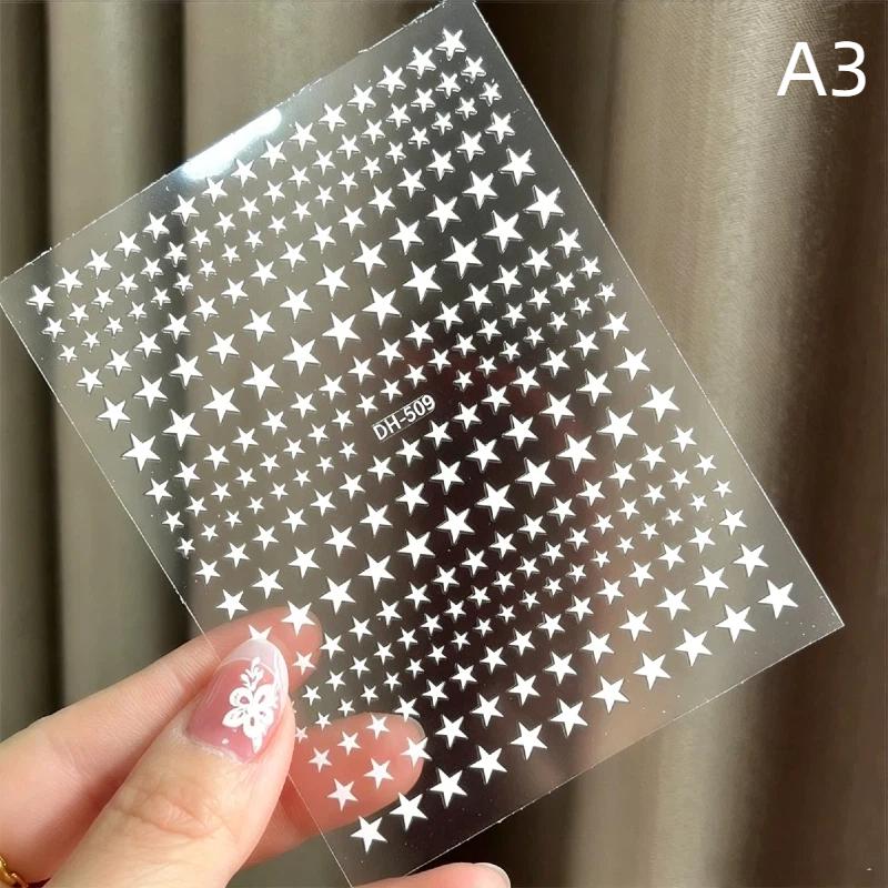 Five-Pointed Star Nail Stickers Foil Hollow Star Decals Flexible Hand-Painted Pentagram Self-Adhesive Nail Art Stickers