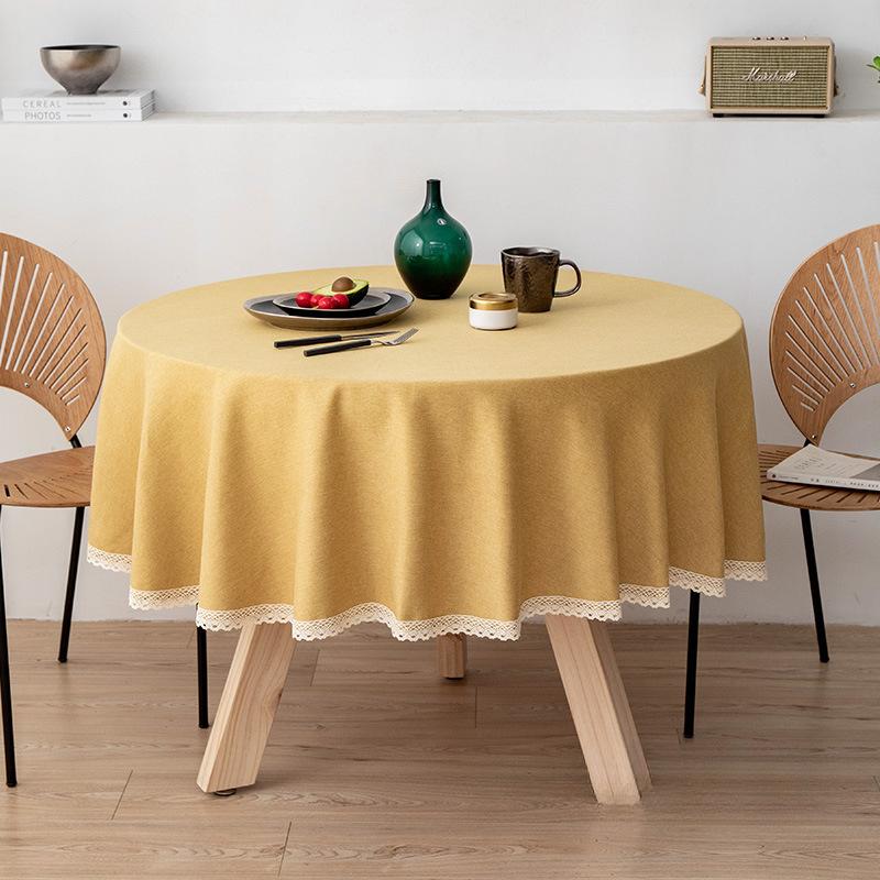 Large Round Tablecloth Solid Color Cotton Linen Waterproof Antifouling Dining Household Table Cloth Hotel Homestay Tablecloths