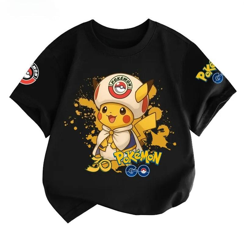 2026 Pok É Mon 30th Anniversary Pikachu Parent Child Short Sleeve Tshirt for Boys and Girls Cotton Y2k Tee Top Summer Retro