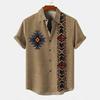 Camicia da uomo vintage con stampa etnica a maniche corte con colletto Camicie estive da uomo oversize Moda Casual Streetwear