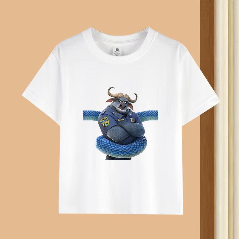 Dětské tričko s krátkým rukávem a kulatým výstřihem - 230g čistá bavlna s potiskem zvířat