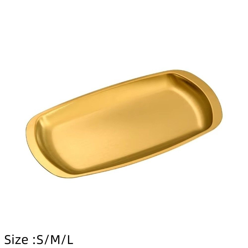 Simple Western Food Beef Plate Gold Tray Barbecue Flat Plate New Circle Plate