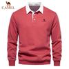 Camel Men's Embroidered Pure Cotton Long Sleeved Polo Shirt for Spring and Autumn, New Fashionable and Casual Multifunctional Top