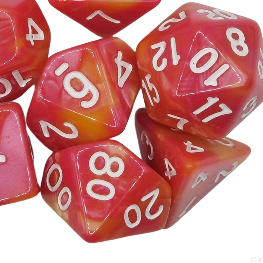 7 Pieces Acrylic Polyhedral Dices D6 D4 D8 D10 D12 D20 Gifts Board Game Props Durable for Role